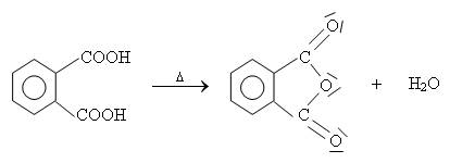 Réaction d'obtention de l'anhydride à partir de l'acide phtalique