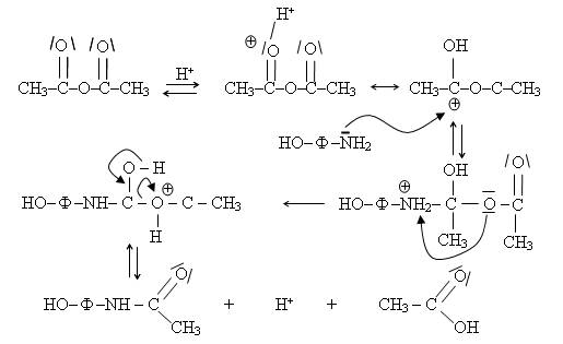 Réaction de synthèse du paracétamol