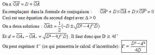 Calcul distance focale