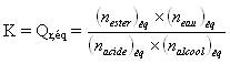 Constante d'équilibre estérification
