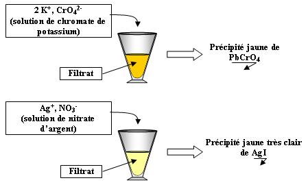 Tests du filtrat pour détecter la présence des ions plomb II et des ions iodure
